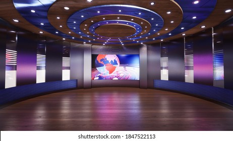 3D Virtual TV Studio News, 3d Illustration