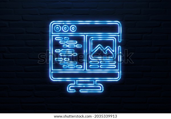 3d Virtualization Technology Icon Neon Style Stock Illustration ...