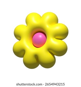 3d visual asset flower shape with yellow color and inflate style