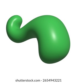 3d visual asset liquid shape with green color and inflate style