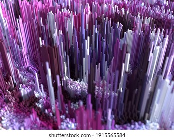 3d visualisation of data in the form of a volumetric diagram. Abstract background of coloured crystals.