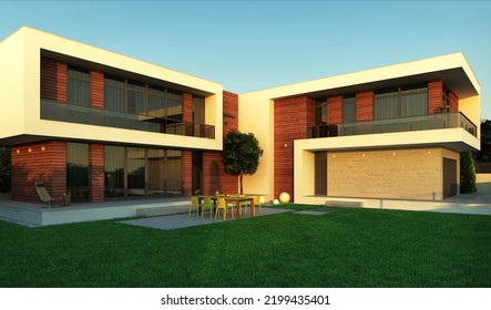 3D visualization of the cottage. modern style house