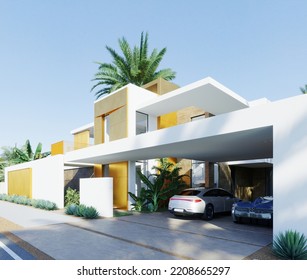 3D Visualization Of A Modern Villa In Dubai. Luxury Architecture