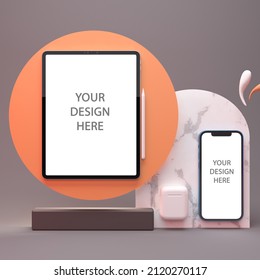 3d visualization of phone and tablet. 3 d model  