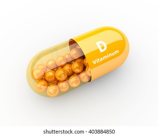3d Vitamin D Capsule Lying On Desk