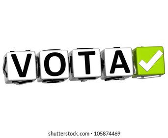 3D Vote Button In Spanish Click Here Block Text Over White Background