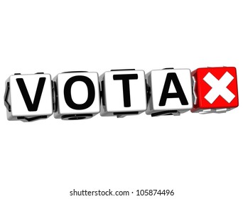 3D Vote Button In Spanish Click Here Block Text Over White Background