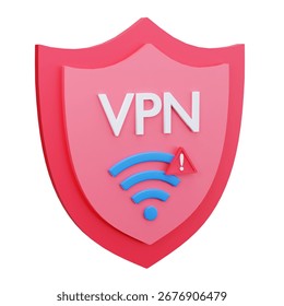 3D VPN Shield Security Error Icon