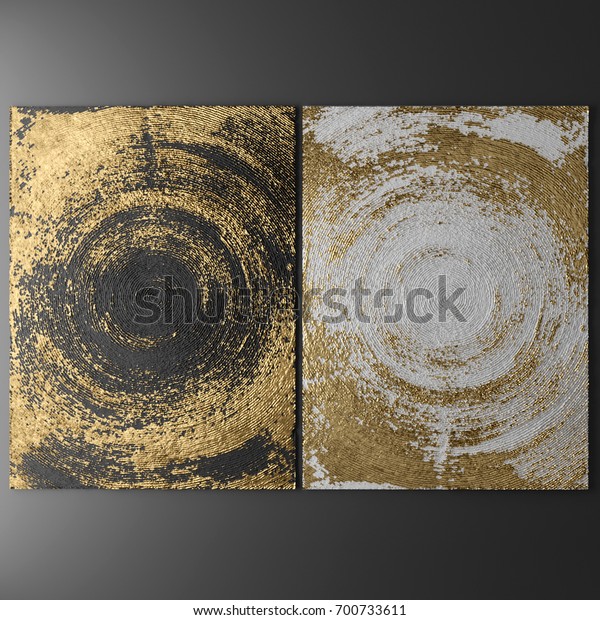 3d Wall Art Paintings Gold Leaf Stock Illustration 700733611