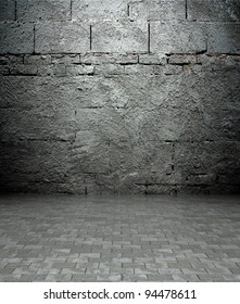 3d wall with brick texture in empty interior