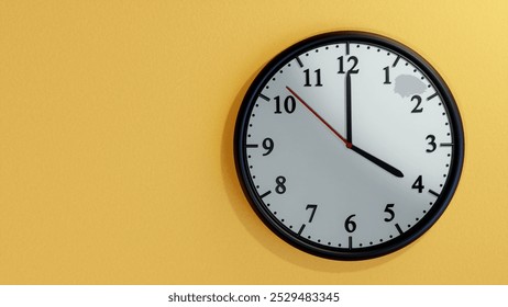 3D Wall clock over yellow background