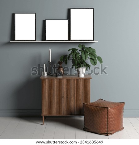 3d wall mockup frame . 3d rendering. stock image