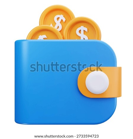 3D Wallet Coins User Interface Icon	