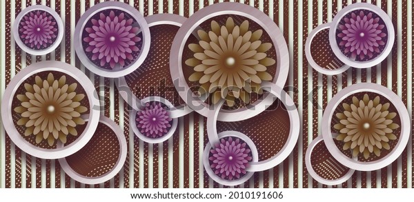 3D wallpaper background, High quality rendering decorative photomural wallpaper illustration, 3D flower Living room wallpaper.