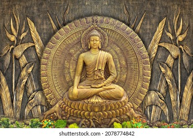 3D Wallpaper, Buddha wall relief