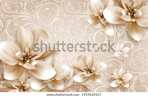 3D wallpaper containing beautiful flowers