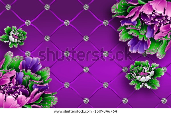 3d Wallpaper Illustration Beautiful Artificial Flowers Stock Illustration 1509846764