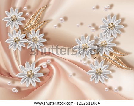 Royalty Free Stock Illustration Of 3 D Wallpaper Jewelry Flowers