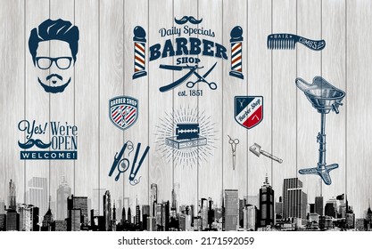 3D wallpaper showing a set of barber tools for barbershops
 - Powered by Shutterstock