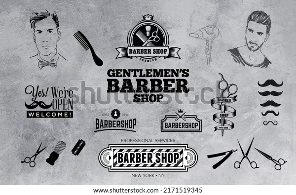 3D wallpaper showing a set of barber tools for barbershops 