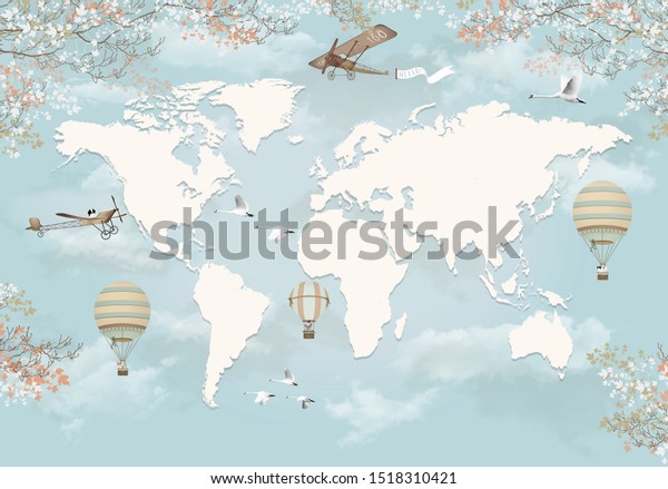 3d Wallpaper World Map Design Planes Stock Illustration 1518310421 3d Wallpaper World Map Design Planes Stock Illustration 1518310421