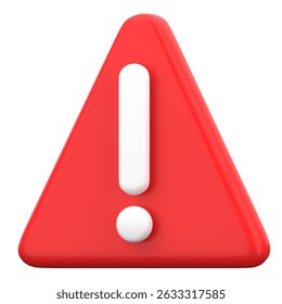 3D Warning triangle exclamation mark in red