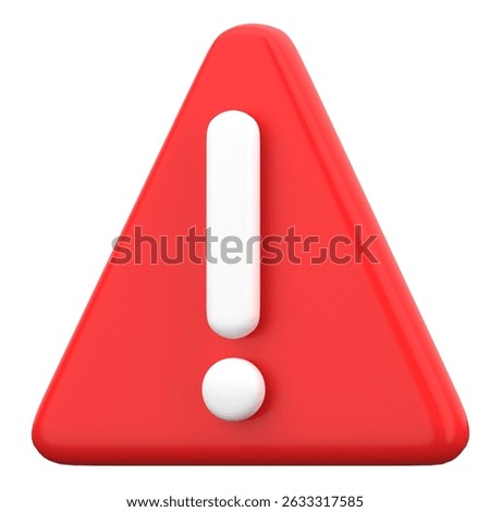 3D Warning triangle exclamation mark in red