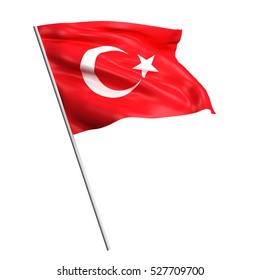 3d Waving Colorful Turkish Flag Render Isolated