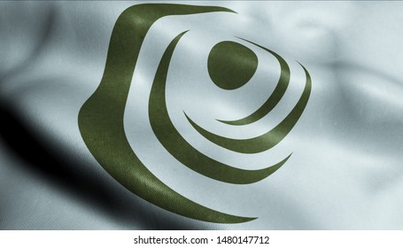 3D Waving Flag Of Gilbert City Closeup View