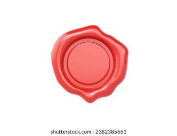 3d wax seal for diploma, red stamp for certificate. Letter rubber tag for document or warranty. Premium quality label isolated on white background. 3D Illustration