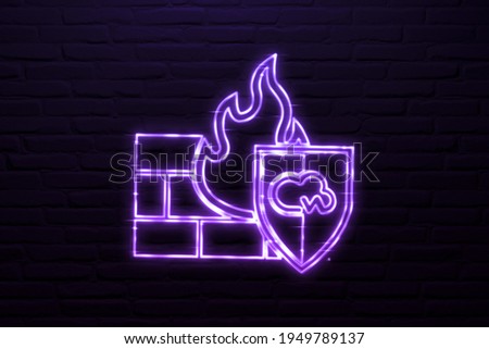 3d Web Application Firewall Icon Neon Style