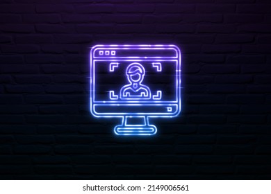 3D Web Conferencing Icon Neon Style