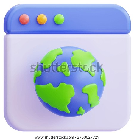 3D Website Browser Icon Globe Internet Symbol