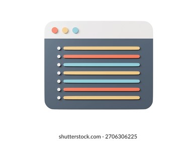 3d website browser window icon. website layout concept. Minimal cartoon web page ui ux panel for website header banner. isolated on white background. 3d render.