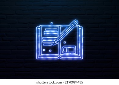 3D Website Content Strategy Icon Neon Sign