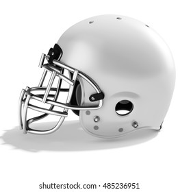 3d White American Football Helmet On A White Background