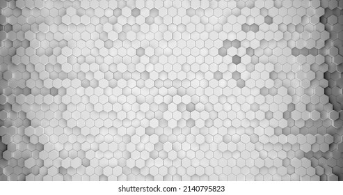 3d White Background With Honeycomb Cells Random Height