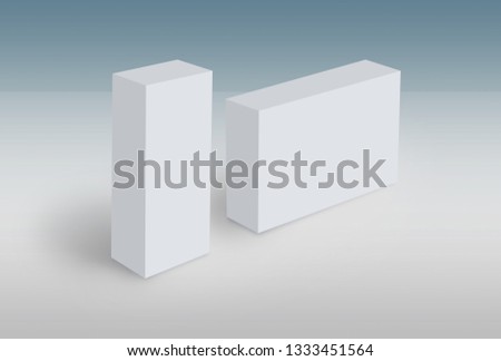 3d white boxes on ground, mock up template ready for your design