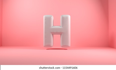 3d white bubble plastic on pink background letters H