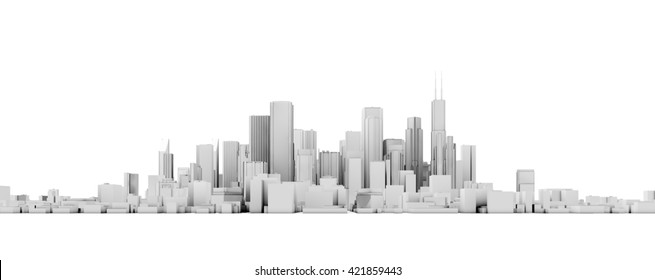 3d White City Skyline