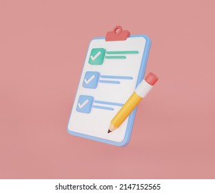 3d White clipboard with checklist and pencil on sky blue background. Planning and organization of work. notepad, project plan, Document in test form with check marks. 3d Rendering illustration - Powered by Shutterstock