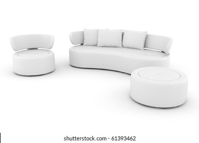 3d White Couch Isolated On White