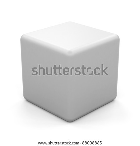 3d white cube isolated.