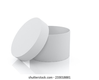 3D White Cylinder Opened, Box, Packaging Design 