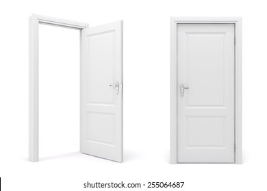 3d White Door On White Background