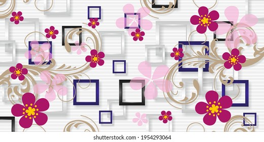 3d White Floral Design And Beautiful Flower Hd Background