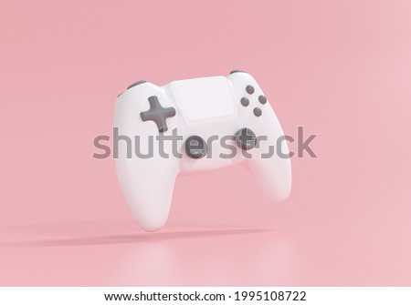 3d white gamepad, joystick controller, entertainment gameplay symbol. 3d render illustration