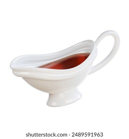 3d White gravy boat filled with red sauce. Perfect for food blogs, restaurant menus, recipe cards, and culinarythemed designs. Classic elegance. - Powered by Shutterstock