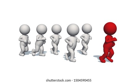 3d White Humans Running Red Human Stock Illustration 1504590455 ...