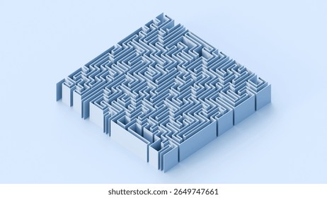 3D white labyrinth seamless pattern. Labyrinth background. Maze illustration.